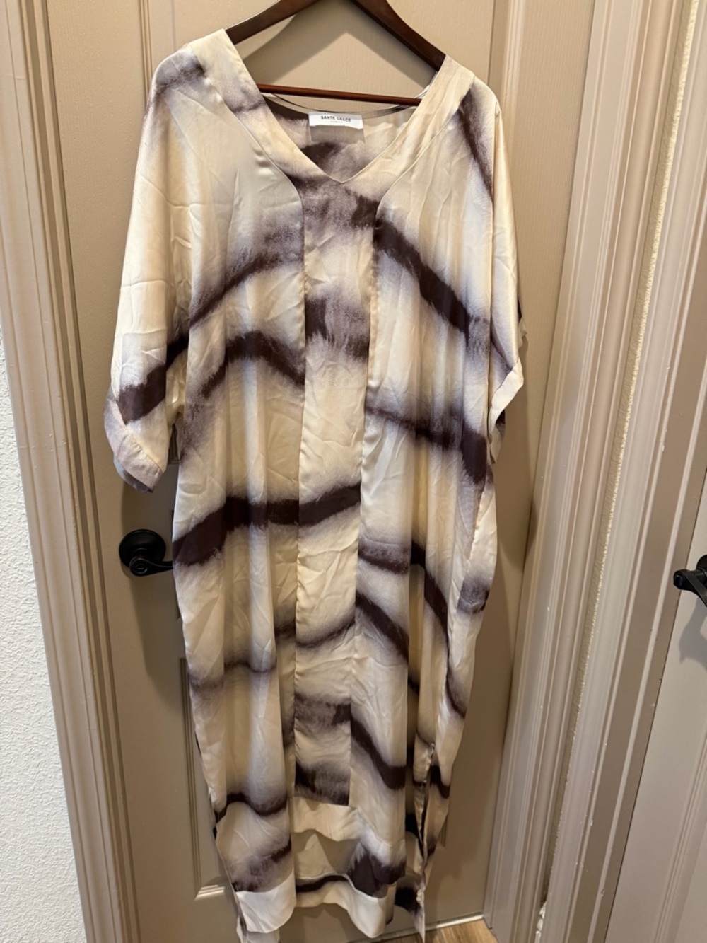 Saint Grace Cream and Brown Tie-Dye Maxi Dress